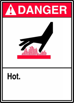 ANSI Danger Safety Sign: Hot 14" x 10" Dura-Plastic 1/Each - MCHL252XT
