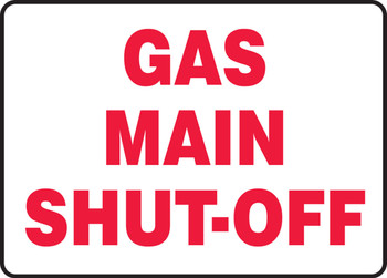 Safety Sign: Gas Main Shut-Off 10" x 14" Dura-Fiberglass 1/Each - MCHL530XF
