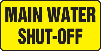 Safety Sign: Main Water Shut-Off 7" x 14" Aluminum 1/Each - MCHL575VA