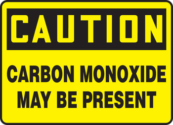 OSHA Caution Safety Sign: Carbon Monoxide May Be Present 10" x 14" Plastic 1/Each - MCHL614VP