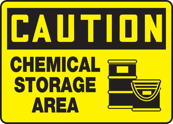 OSHA Caution Safety Sign: Chemical Storage Area 10" x 14" Dura-Plastic 1/Each - MCHL615XT