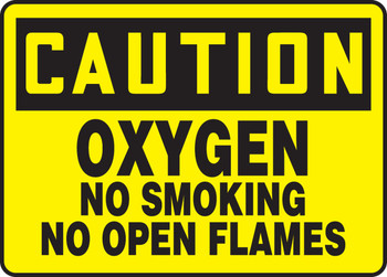 OSHA Caution Safety Sign: Oxygen No Smoking No Open Flames 10" x 14" Plastic 1/Each - MCHL656VP