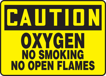 OSHA Caution Safety Sign: Oxygen No Smoking No Open Flames 10" x 14" Aluma-Lite 1/Each - MCHL656XL