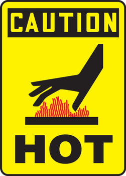 OSHA Caution Safety Sign: Hot 14" x 10" Adhesive Dura-Vinyl 1/Each - MCHL688XV