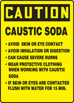 OSHA Caution Safety Sign: Caustic Soda 14" x 10" Aluma-Lite 1/Each - MCHL700XL