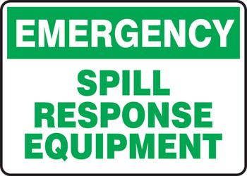 Emergency Chemical Safety Sign: Spill Response Equipment 10" x 14" Adhesive Dura-Vinyl - MCHL907XV