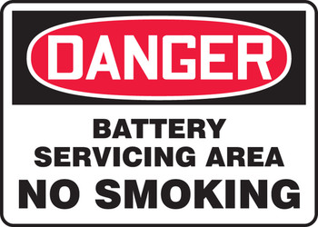 OSHA Danger Safety Sign: Battery Servicing Area - No Smoking 10" x 14" Aluma-Lite 1/Each - MCHL928XL