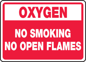 Oxygen Safety Sign: No Smoking No Open Flames 7" x 10" Aluminum - MCHL935VA