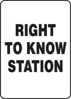 Safety Sign: Right To Know Station 14" x 10" Dura-Fiberglass 1/Each - MCHM520XF