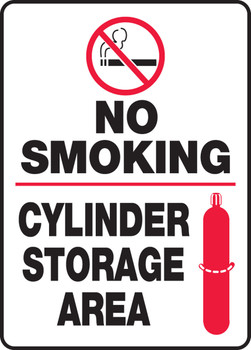 No Smoking Safety Sign: Cylinder Storage Area 14" x 10" Aluminum 1/Each - MCPG504VA