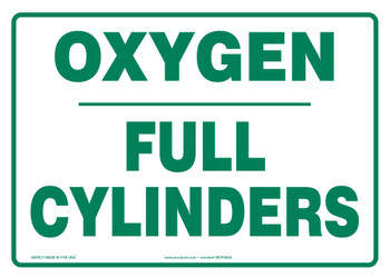 Safety Sign: Oxygen - Full Cylinders 10" x 14" Aluminum - MCPG542VA