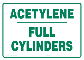 Safety Sign: Acetylene - Full Cylinders 7" x 10" Dura-Fiberglass 1/Each - MCPG563XF