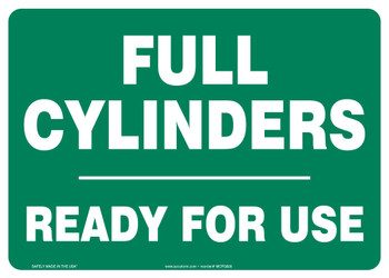 Safety Sign: Full Cylinders Ready For Use 7" x 10" Adhesive Dura-Vinyl 1/Each - MCPG586XV