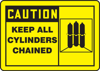 OSHA Caution Safety Sign: Keep All Cylinders Chained (Graphic) 7" x 10" Adhesive Vinyl 1/Each - MCPG602VS