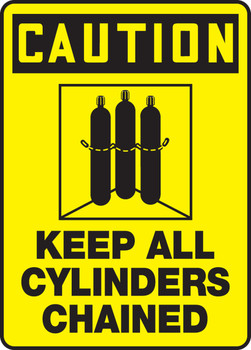 OSHA Caution Safety Sign: Keep All Cylinders Chained 14" x 10" Plastic 1/Each - MCPG615VP