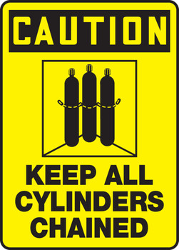 OSHA Caution Safety Sign: Keep All Cylinders Chained 14" x 10" Adhesive Vinyl 1/Each - MCPG615VS