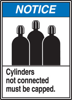 ANSI Notice Safety Sign: Cylinders Not Connected Must Be Capped. 14" x 10" Plastic 1/Each - MCPG803VP