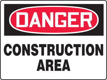 BIGSigns OSHA Danger Safety Sign: Construction Area 18" x 24" Accu-Shield 1/Each - MCRT100XP