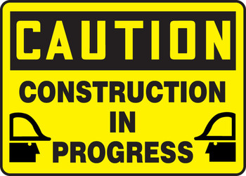 OSHA Caution Safety Sign: Construction In Progress 10" x 14" Accu-Shield 1/Each - MCRT613XP