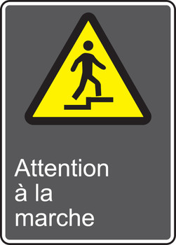 CSA Safety Sign: Attention Á La Marche 14" x 10" Adhesive Vinyl 1/Each - MCSA638VS