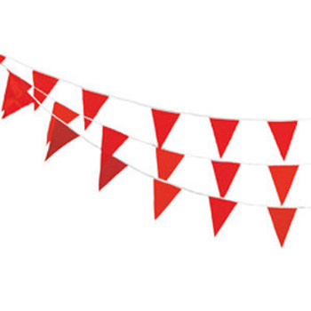 Red OSHA Perimeter Pennant Flag 12"x9"x105'