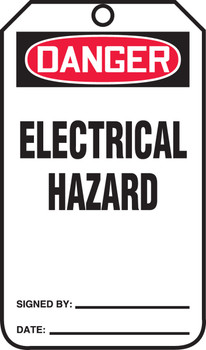OSHA Danger Safety Tag: Electrical Hazard Standard Back A RP-Plastic 5/Pack - MDT151PTM