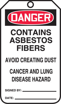 OSHA Danger Safety Tag: Contains Asbestos Fibers - Avoid Creating Dust - Cancer and Lung Disease Hazard Standard Back A PF-Cardstock 25/Pack - MDT155CTP