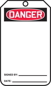 OSHA Danger Safety Tag: Blank English Standard Back A HS-Laminate 25/Pack - MDT161LTP