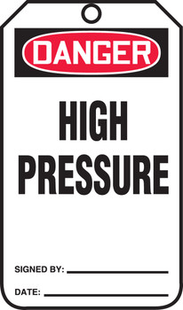 OSHA Danger Safety Tag: High Pressure Standard Back A PF-Cardstock 5/Pack - MDT171CTM