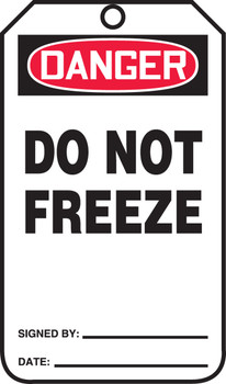 OSHA Danger Safety Label: Do Not Freeze Standard Back B RP-Plastic 5/Pack - MDT198PTM
