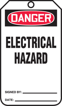 OSHA Danger Safety Tag: Electrical Hazard Standard Back B PF-Cardstock 5/Pack - MDT221CTM