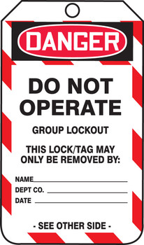 Group Lockout Job Tags Standard HS-Laminate 5/Pack - MDT251LTM