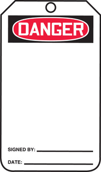 OSHA Danger Safety Tag: (Blank) PF-Cardstock 5/Pack - MDT260CTM