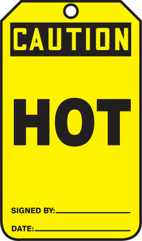 OSHA Caution Safety Tag: Hot Standard Back A PF-Cardstock 5/Pack - MDT658CTM