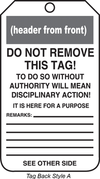 OSHA Notice Safety Tag: Do Not Use Standard Back A PF-Cardstock 5/Pack - MDT809CTM