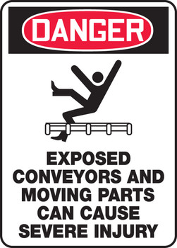 OSHA Danger Safety Sign: Exposed Conveyors And Moving Parts Can Cause Severe Injury 14" x 10" Plastic 1/Each - MECN112VP