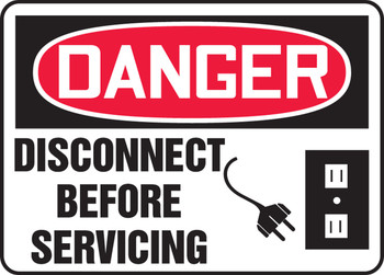 OSHA Danger Safety Sign: Disconnect Before Servicing 10" x 14" Aluma-Lite 1/Each - MELC008XL