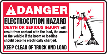 ANSI Danger Safety Sign: Electrocution Hazard 7" x 14" Adhesive Vinyl 1/Each - MELC105VS