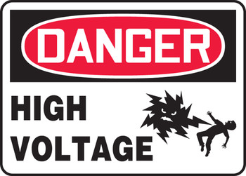 OSHA Danger Safety Sign: High Voltage with Graphic 10" x 14" Plastic - MELC124VP