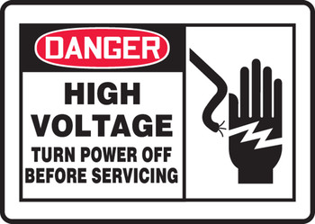 OSHA Danger Safety Sign: High Voltage - Turn Power Off Before Servicing 10" x 14" Plastic 1/Each - MELC145VP