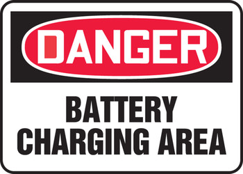 OSHA Danger Safety Sign: Battery Charging Area 10" x 14" Aluminum 1/Each - MELC175VA