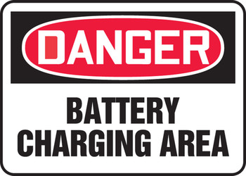 OSHA Danger Safety Sign: Battery Charging Area 10" x 14" Adhesive Vinyl - MELC175VS