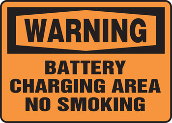OSHA Warning Safety Sign: Battery Charging Area - No Smoking 7" x 10" Accu-Shield 1/Each - MELC307XP