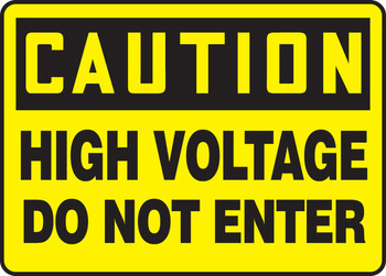 Caution Electrical Sign: High Voltage - Do Not Enter 10" x 14" Adhesive Vinyl 1/Each - MELC604VS