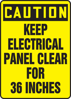 OSHA Caution Safety Sign: Keep Electrical Panel Clear For 36 Inches 14" x 10" Aluminum 1/Each - MELC616VA