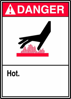 ANSI Danger Safety Sign: Hot 10" x 7" Adhesive Dura-Vinyl 1/Each - MEQM019XV