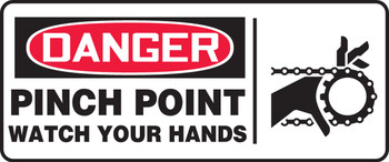 OSHA Danger Safety Sign: Pinch Point - Watch Your Hands 7" x 17" Plastic 1/Each - MEQM038VP