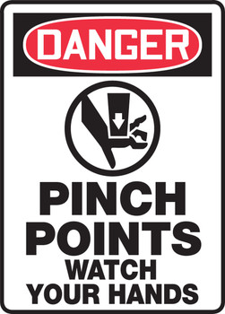 OSHA Danger Safety Sign: Pinch Points - Watch Your Hands 14" x 10" Dura-Plastic 1/Each - MEQM175XT