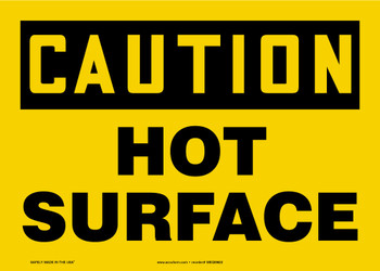 OSHA Caution Safety Sign: Hot Surface 7" x 10" Adhesive Vinyl 1/Each - MEQM600VS