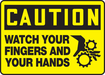 OSHA Caution Safety Sign - Watch Your Fingers And Hands 10" x 14" Plastic 1/Each - MEQM672VP